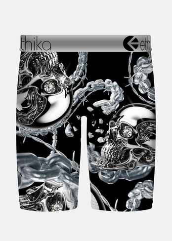 ملابس داخلية بوكسر للرجال من Ethika، طول الركبة، ملابس داخلية قابلة للتمدد في 4 اتجاهات مع مطبوعات جرافيك - مطلي بالكروم in Kuwait