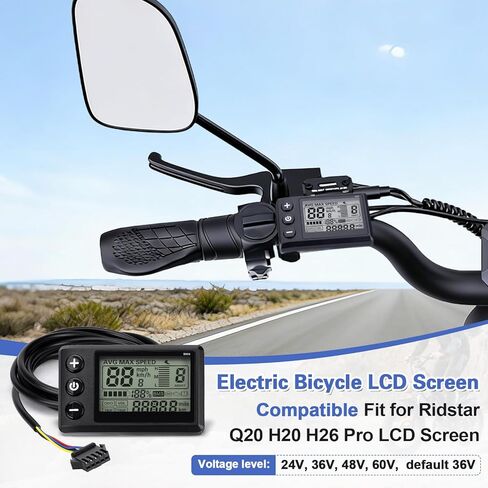 شاشة LCD للدراجة الكهربائية S866، متوافقة مع Ridstar Q20 H20 H26 Pro E-Bike، عداد سرعة مقاوم للماء 24 فولت 36 فولت 48 فولت مع إضاءة خلفية لمقود 22.2 مم/0.9 بوصة in Kuwait