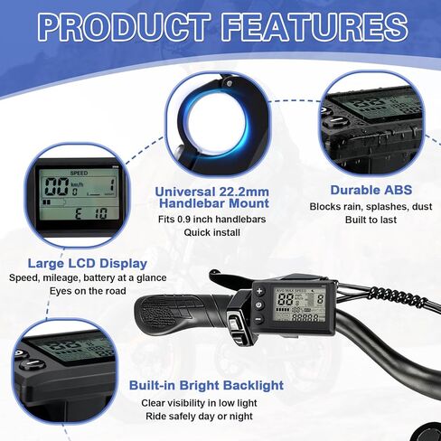 شاشة LCD للدراجة الكهربائية S866، متوافقة مع Ridstar Q20 H20 H26 Pro E-Bike، عداد سرعة مقاوم للماء 24 فولت 36 فولت 48 فولت مع إضاءة خلفية لمقود 22.2 مم/0.9 بوصة in Kuwait
