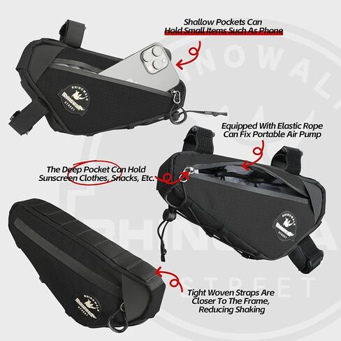 Bike Frame Bag Cycling Triangle Bike Bag Water Resistant Bicycle Frame Bag Under Top Tube Bag Pouch for Mountain Gravel MTB Road Bike Accessories, Black in Kuwait