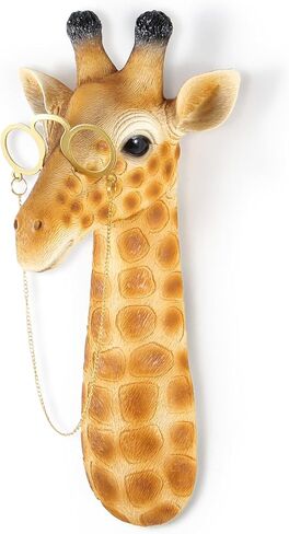 WOPARTY Giraffe Head Wall Mount, Silver Resin Wall Sculpture with Glasses, Modern Animal Decor, 11.42x5.71x4.33 Inches, 3D Design, Indoor Wall Decoration in Saudi Arabia
