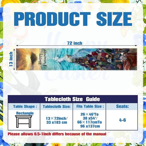 SmoothNovelty عيد الفصح الجدول عداء 13 × 72 بوصة عيد الفصح الجدول الزينة اليهودية موسى ديكور حفلة البحر الأحمر للمطبخ داخلي في الهواء الطلق حفلة المنزل in Kuwait