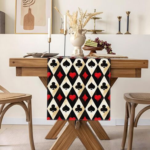 Vintage Casino Theme Party Decorations Poker Table Runner Playing Card Las Vegas Game Night Home Kitchen Dining Room Table Decor in Kuwait