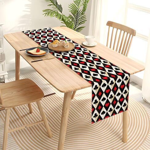 Vintage Casino Theme Party Decorations Poker Table Runner Playing Card Las Vegas Game Night Home Kitchen Dining Room Table Decor in Kuwait