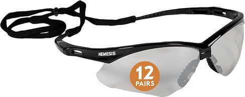 نظارات أمان KleenGuard™ V30 Nemesis™ (25685)، طلاء مضاد للضباب من KleenVision™، عدسات داخلية/خارجية، أسود للجنسين (الكمية 12) in Kuwait
