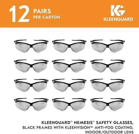 نظارات أمان KleenGuard™ V30 Nemesis™ (25685)، طلاء مضاد للضباب من KleenVision™، عدسات داخلية/خارجية، أسود للجنسين (الكمية 12) in Kuwait