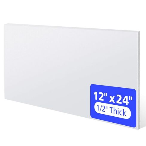 High Density Polyethylene (HDPE) Sheet, Heavy Duty Plastic Board for DIY & Industrial Use (White, 1/2"x 12"x 24") in Kuwait