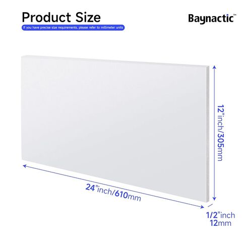 High Density Polyethylene (HDPE) Sheet, Heavy Duty Plastic Board for DIY & Industrial Use (White, 1/2"x 12"x 24") in Kuwait