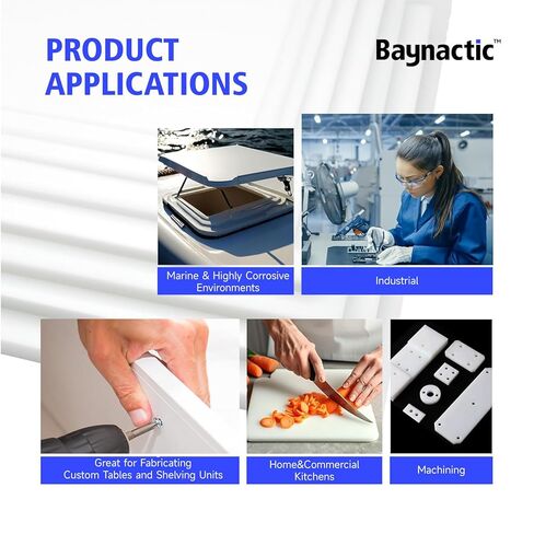 High Density Polyethylene (HDPE) Sheet, Heavy Duty Plastic Board for DIY & Industrial Use (White, 1/2"x 12"x 24") in Kuwait