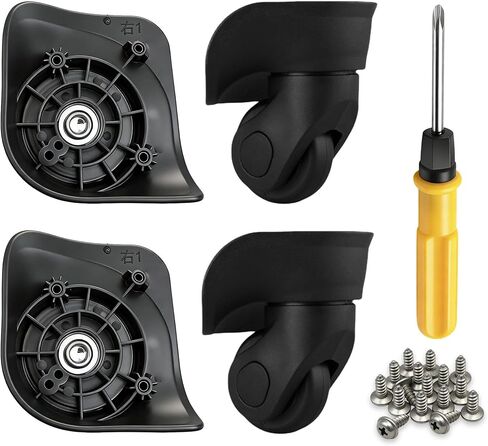 4 Pcs Luggage Wheels Replacement with Screw and Screwdriver Silent Wear-Resistant Suitcase Wheels Replacement Black Large Size in Saudi Arabia