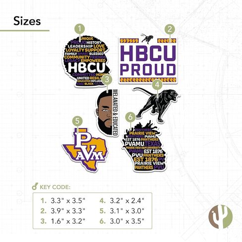 Desert Cactus Prairie View A&M University Sticker Panthers PVAMU Sticker Vinyl Decals Laptop Water Bottle Car Scrapbook (T2 HBCU-D) in Kuwait