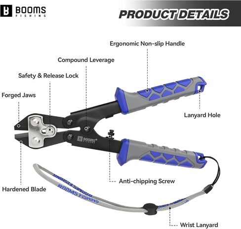 Booms Fishing Hook & Wire Cutter: Upgraded Handle, Cuts Thick Hooks & Bolts - XW43 8.8" Heavy-Duty Fishing Tool in Kuwait