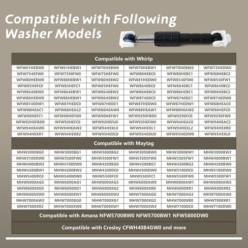 4 قطع W11415987 استبدال ممتص الصدمات لغسالة Whirlp WFW72HEDW0 WFW75HEFW0 ذات التحميل الأمامي لغسالة May-tag MHW5100DW0 MHW3505FW1 استبدال W10261492 W10312625 AP6980109 in Kuwait