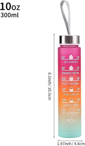 67.63oz Motivational Water Bottle with Time Marker, Portable Carry Strap, Leakproof, Straight Drink,Rose Red in Kuwait