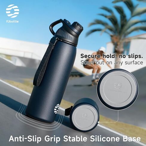 زجاجة مياه معزولة من الفولاذ المقاوم للصدأ من Fjbottle، زجاجات مياه مانعة للتسرب سعة 32 أونصة، كوب ثلج قابل لإعادة الاستخدام، إبريق فراغ مزدوج الجدار، خفيف الوزن متين للسفر والرياضة، التمرين، 32oz in Kuwait