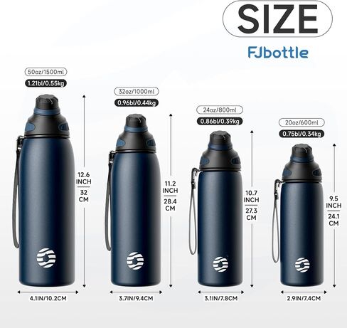 زجاجة مياه معزولة من الفولاذ المقاوم للصدأ من Fjbottle، زجاجات مياه مانعة للتسرب سعة 32 أونصة، كوب ثلج قابل لإعادة الاستخدام، إبريق فراغ مزدوج الجدار، خفيف الوزن متين للسفر والرياضة، التمرين، 32oz in Kuwait