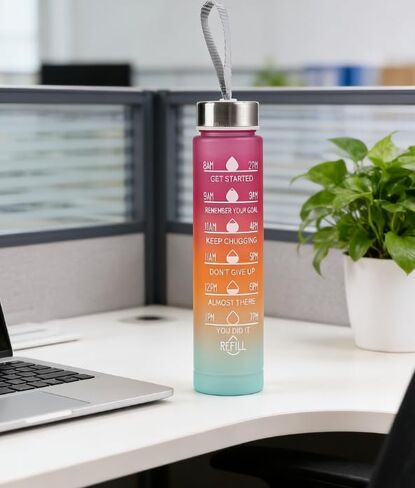 67.63oz Motivational Water Bottle with Time Marker, Portable Carry Strap, Leakproof, Straight Drink,Rose Red in Kuwait