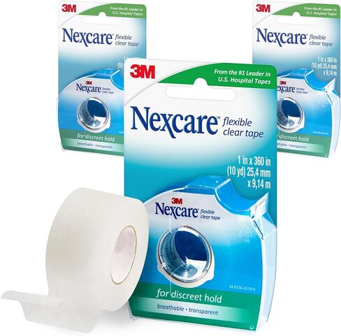 شريط وموزع للإسعافات الأولية الشفافة والمرنة من Nexcare، مقاوم للماء وشفاف، 1 × 10 ياردة، عدد 1 (عبوة من 3 قطع) in Kuwait
