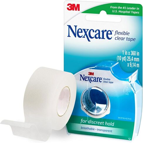 شريط وموزع للإسعافات الأولية الشفافة والمرنة من Nexcare، مقاوم للماء وشفاف، 1 × 10 ياردة، عدد 1 (عبوة من 3 قطع) in Kuwait