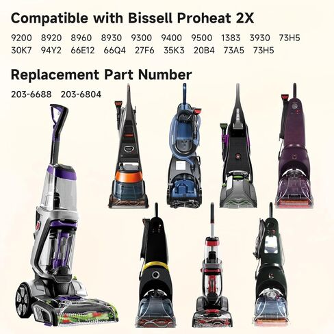 6 عبوات من حزام المكنسة المتوافقة مع Bissell Proheat 3930 3589 8930 9200 9300 9400 استبدال #: 203-6688 و203-6804، مجموعة أحزمة ثورة محرك منظف عميق قابلة للرفع 3X in Kuwait