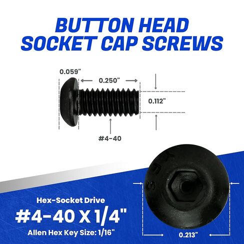 براغي غطاء مقبس رأس زر Fastenere - 4-40 × 1/4 بوصة (100 قطعة) من سبائك الصلب، ملولبة بالكامل، لمسة نهائية من أكسيد أسود ناعم، مقاومة للتآكل، خيط الآلة، سهلة التركيب مع محرك سداسي ألين in Kuwait