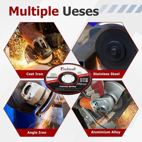 قرص قطع Findmall 50 قطعة 3 × 1/32 × 3/8 بوصة، دقة عالية، للحديد والاستيل والفولاذ المقاوم للصدأ، مناسب لطاحونة الزوايا in Kuwait