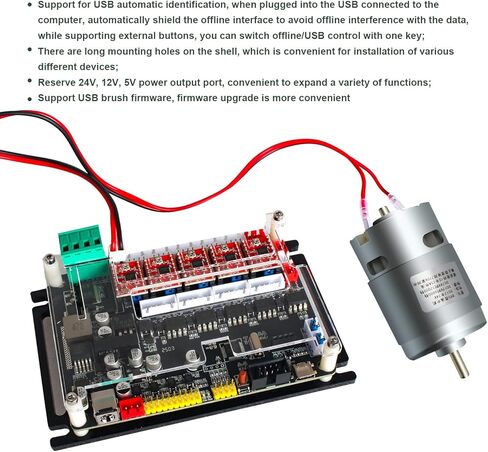 RATTMMOTOR 4 محاور GRBL CNC لوحة تحكم آلة النقش بمنفذ USB، يدعم محرك 775 أو محرك مغزل 300 وات/500 وات 48 فولت، يمكن توصيل محركات الأقراص الخارجية/مفتاح الحد/المسبار/وحدة التحكم غير المتصلة بالإنترنت in Kuwait
