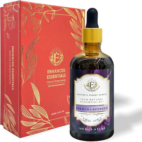 Luxurious French Lavender Essential Oil by Enhanced Essentials|with Glass Dropper|Slow Distilled & Pure| for Home,Diffusers,Skin Care,Aromatherapy,Massage,Soap & Candle Making|3.38 fl oz (100 ml) in Saudi Arabia
