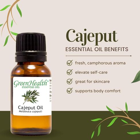 Cajeput Essential Oil – 8 fl oz (237 ml) Aluminum Bottle w/Plug Cap – 100% Pure Essential Oil – GreenHealth in Kuwait