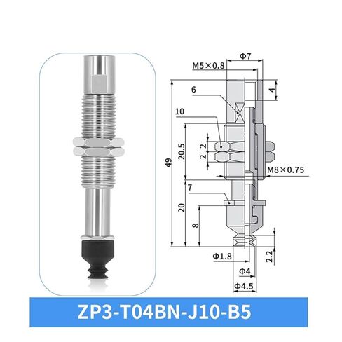 1Pcs ZP3-T04/06/08BN-J/K3/6/10 Double-Layer Pneumatic Suction Cup Silicone Rubber Vacuum Suction Cup(ZP3-T04BN-J10-B5) in Saudi Arabia