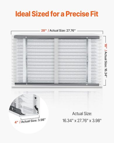 فلتر هواء للفرن VEVOR 16x28x4، استبدال MERV 13 مطوي HVAC AC، منظف هواء إلكتروستاتيكي لمدة 12 شهرًا، عبوتان (الحجم الفعلي: 16.34x27.76x3.98 بوصة)، لتحسين جودة المنزل الداخلي in Kuwait