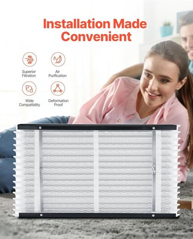 فلتر هواء للفرن VEVOR 16x28x4، استبدال MERV 13 مطوي HVAC AC، منظف هواء إلكتروستاتيكي لمدة 12 شهرًا، عبوتان (الحجم الفعلي: 16.34x27.76x3.98 بوصة)، لتحسين جودة المنزل الداخلي in Kuwait