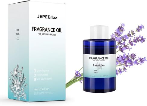 زيت اللافندر العطري النقي من JEPEErbz للموزع (100 مل / 3.4 أونصة)، طبيعي، طويل الأمد، رائحة فاخرة ومتطورة، مثالي للمساحات المستوحاة من الفنادق in Kuwait