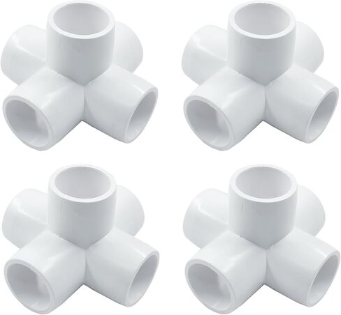 Piutouyar 4 Pcs 1/2 Inch Elbow PVC Pipe Fitting, 5 Way Furniture Grade Pipe Connector PVC Elbow Fitting Pipe Corner Connector for DIY Shelf Garden Support Structure in Saudi Arabia