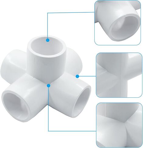 Piutouyar 4 Pcs 1/2 Inch Elbow PVC Pipe Fitting, 5 Way Furniture Grade Pipe Connector PVC Elbow Fitting Pipe Corner Connector for DIY Shelf Garden Support Structure in Saudi Arabia