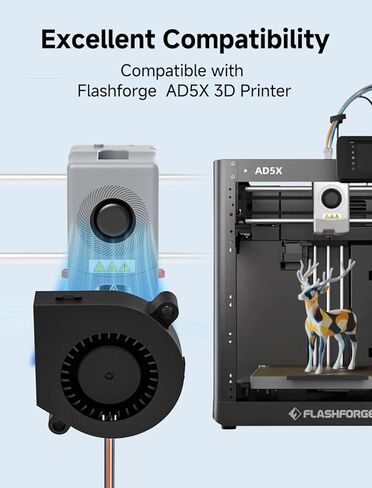 مروحة تبريد متوافقة مع Flashforge Adventurer 5M/5M Pro/AD5X، 5015 DC 24V Hotend Heatsink مروحة بدون فرشاة طباعة رأس الطارد Hotend Fan استبدال ملحقات الطباعة ثلاثية الأبعاد in Kuwait