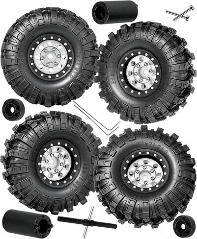 RC 1.0 في إطارات حافة العجلات لـ 1/18 1/24 TRX4M محوري SCX24 FMS FCX24 RC CRAWLER CAR ، الألومنيوم 4pcs 1.0 بوصة حافة الإطارات المطاطية الناعمة ، التيتانيوم in Saudi Arabia