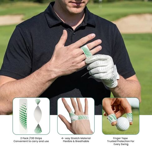Blister Tape for Golf, Gym & Sports, 2 Pack Athletic Finger Tape, 4-Way Stretch Breathable Adhesive Sports Strips for Blisters Protection, Comfortable Stable Grip Support in Saudi Arabia