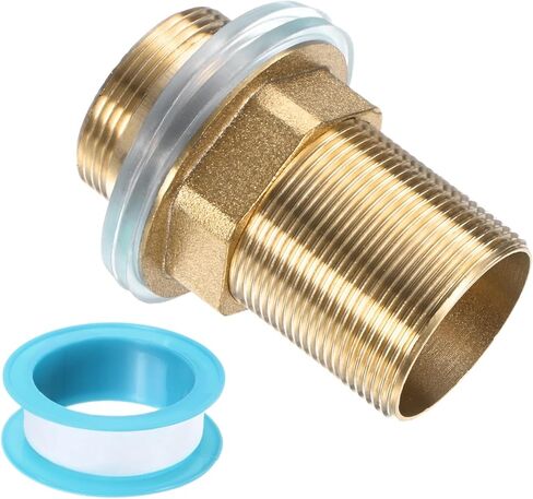 uxcell Faucet Mount Extension Shank 2.4"x 1.25" Brass Pipe Faucet Extension Nipple Locknut Kit Extension Threaded Lengthen Fixed High Foot with Raised Nut and Gasket Fittings for Basin in Kuwait