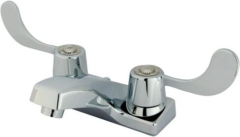 Kingston Brass KB191LP Vista Twin Blade مقابض صنبور مركزي مقاس 4 بوصات، بدون نافذة منبثقة، كروم مصقول in Kuwait