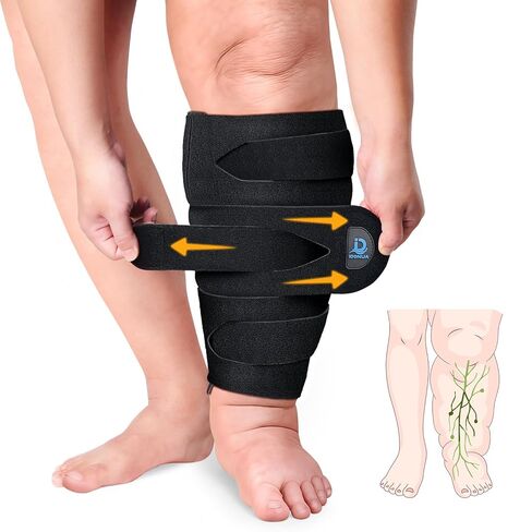 غلاف ضغط الوذمة اللمفية من iDonua® قابل للتعديل للجزء السفلي من الساق المتورمة الكبيرة - مع 6 أشرطة متقاطعة‌ (عادي-XL) in Kuwait