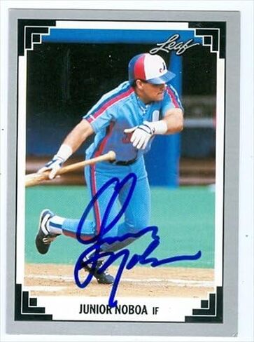 مستودع التوقيعات 39105 بطاقة البيسبول الموقعة لـ Junior Noboa Montreal Expos 1991 الورقة رقم 255 in Kuwait
