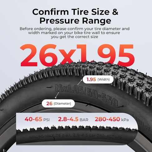 26x1.95 إطار دراجة ومجموعة أنبوب استبدال إطارات دراجة قابلة للطي مقاومة للاهتراء لجميع التضاريس مع 2 عتلات الإطارات in Kuwait