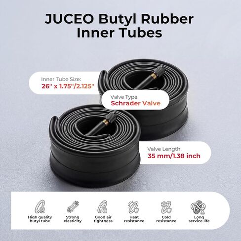 26x1.95 إطار دراجة ومجموعة أنبوب استبدال إطارات دراجة قابلة للطي مقاومة للاهتراء لجميع التضاريس مع 2 عتلات الإطارات in Kuwait
