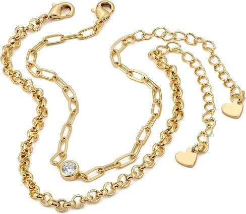 Gold Bracelet for Women Stack Trendy Non Tarnish Chain Link 14K Gold Plated Simple Dainty Wedding Jewelry Bridesmaid Gift in Saudi Arabia