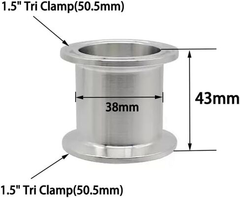 1 قطعة 1.5 "ثلاثي المشبك بكرة أنبوب 304 تجهيزات أنابيب الفولاذ المقاوم للصدأ OD38mm ، طول 43 مللي متر IHNIEAEW in Kuwait