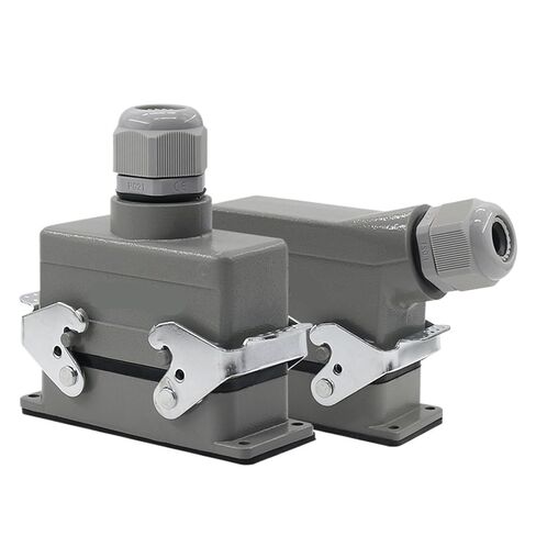 مستطيلة H16B - HE 016-1 خط موصل ثقيل 16 دبوس A500v أقدام لولبية للطيران على الجانب 1 قطعة (منفذ جانبي.) in Kuwait