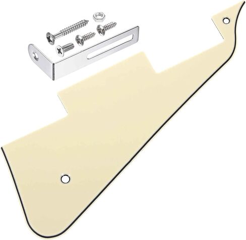MECCANIXITY 3 طبقات LP جيتار Pickguard، لوحة خدش بيكجارد جيتار كهربائي بفتحتين مع دعامة كروم فضية لسلسلة Les Standard، أصفر كريمي in Kuwait