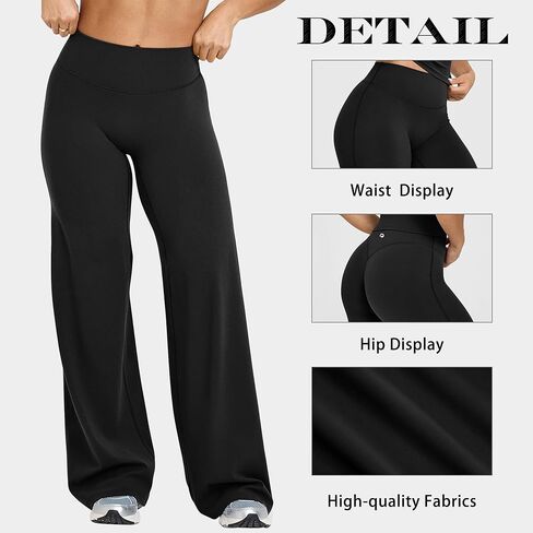 Women's Wide Leg Yoga Pants, High Waisted Stretch Workout Pants, Straight Leg Athletic Sweatpants in Kuwait