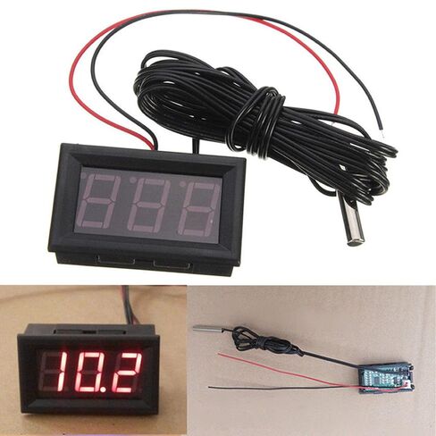 جهاز قياس درجة الحرارة الرقمي بشاشة LED حمراء جديدة 12 فولت - مستشعر ميزان الحرارة 50-110 درجة مئوية in Kuwait